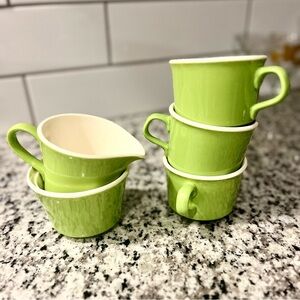 1960s Mid Century Modern, Retro Lime Green‎ Coffee Accessories USA Branded Set